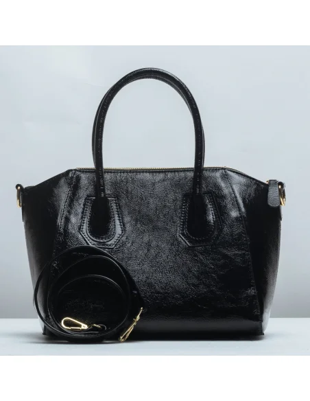 Geanta tote din piele naturala, IOANA, negru
