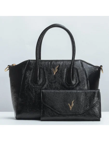 Geanta tote din piele naturala, IOANA, negru