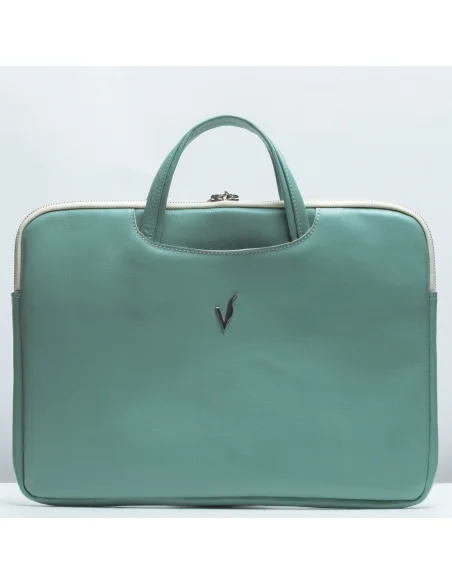 Geanta laptop din piele naturala, vernil