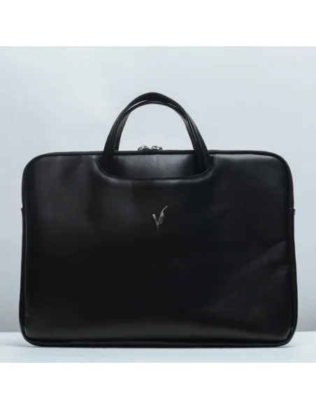Geanta laptop din piele naturala, negru