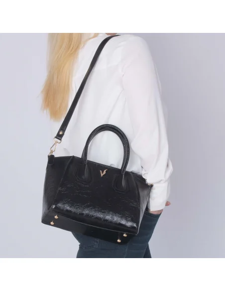 Geanta tote din piele naturala, IOANA, negru