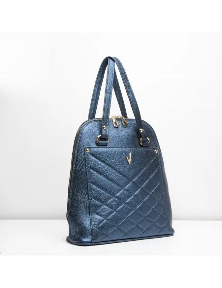 Geanta-Rucsac din piele naturala, pentru dama, ZINNIA, bleumarin sidefat