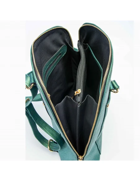 Geanta-Rucsac din piele naturala, pentru dama, ZINNIA, verde