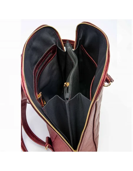 Geanta-Rucsac din piele naturala, pentru dama, ZINNIA, visiniu