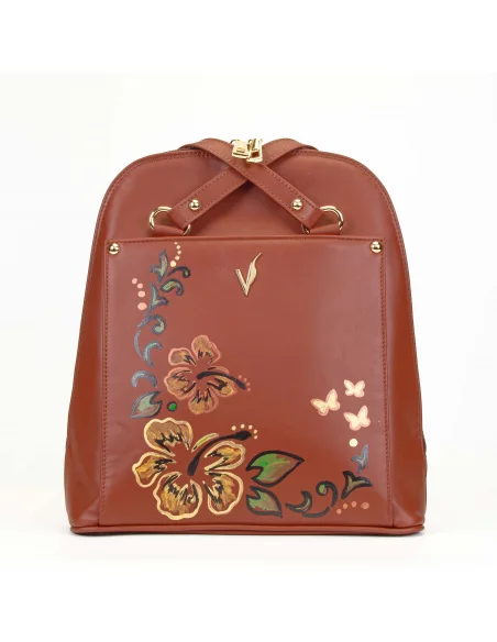 Geanta-Rucsac din piele naturala, pentru dama, ZINNIA, ciocolata