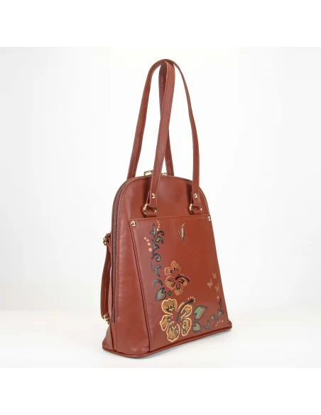 Geanta-Rucsac din piele naturala, pentru dama, ZINNIA, ciocolata