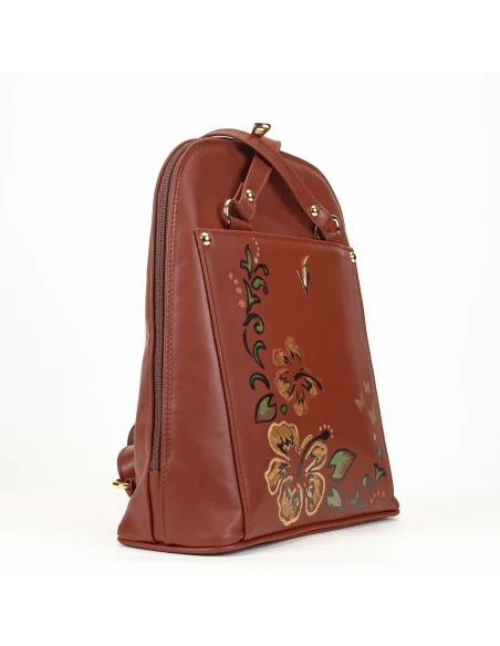 Geanta-Rucsac din piele naturala, pentru dama, ZINNIA, ciocolata