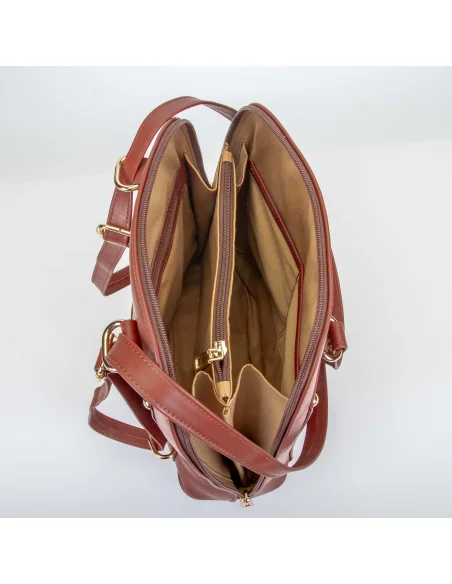 Geanta-Rucsac din piele naturala, pentru dama, ZINNIA, ciocolata