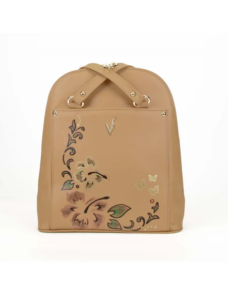 Geanta-Rucsac din piele naturala, pentru dama, ZINNIA, capucino