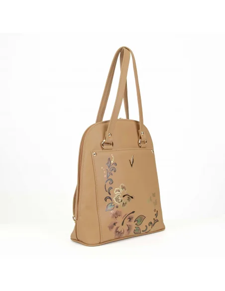 Geanta-Rucsac din piele naturala, pentru dama, ZINNIA, capucino