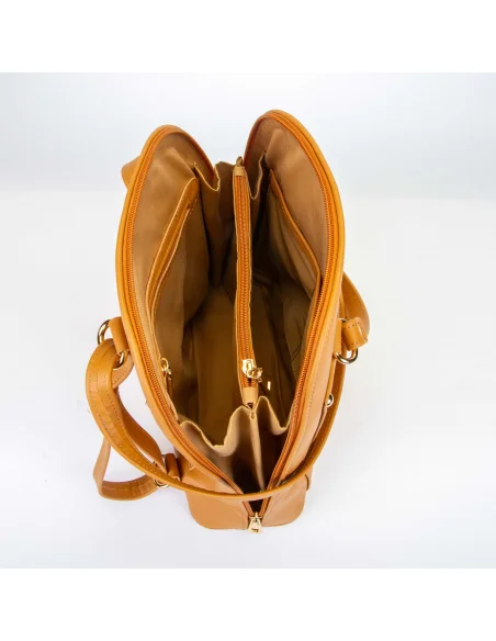 Geanta-Rucsac din piele naturala, pentru dama, ZINNIA, capucino