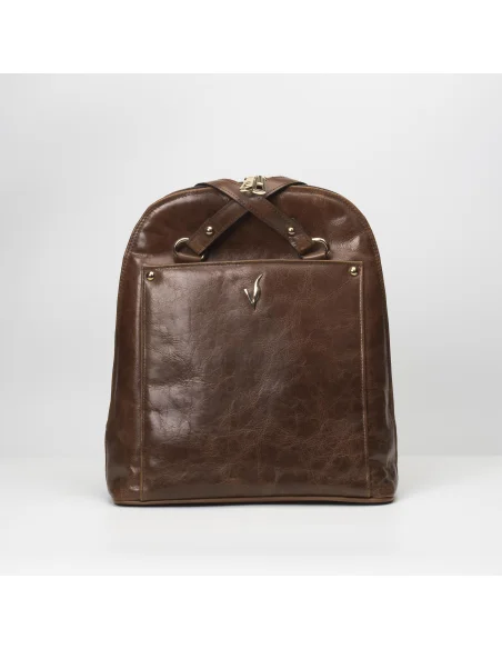Geanta-Rucsac din piele naturala, pentru dama, ZINNIA, maro veg
