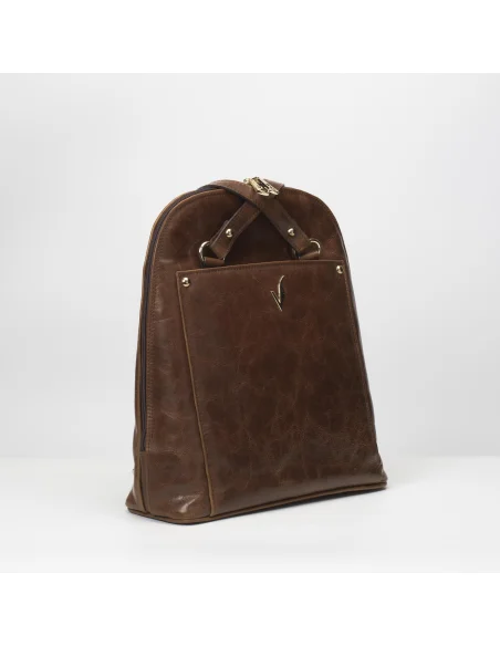 Geanta-Rucsac din piele naturala, pentru dama, ZINNIA, maro veg