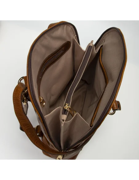 Geanta-Rucsac din piele naturala, pentru dama, ZINNIA, maro veg