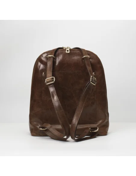 Geanta-Rucsac din piele naturala, pentru dama, ZINNIA, maro veg